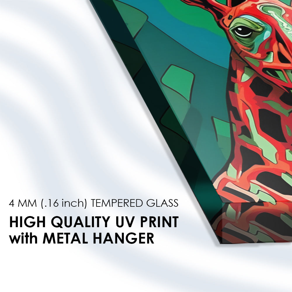 Majestic Giraffe Encounter: Tempered Glass Wildlife Art