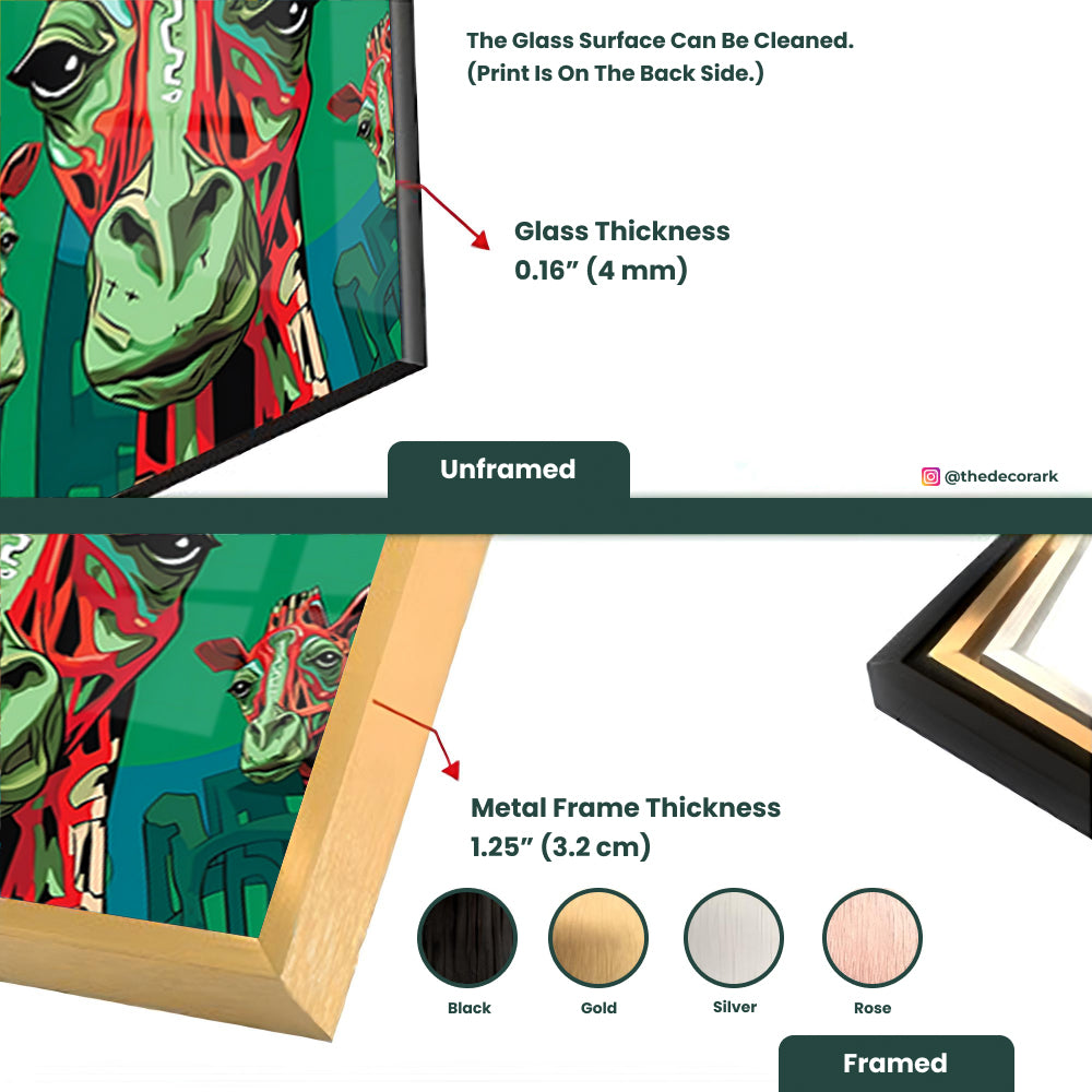 Majestic Giraffe Encounter: Tempered Glass Wildlife Art