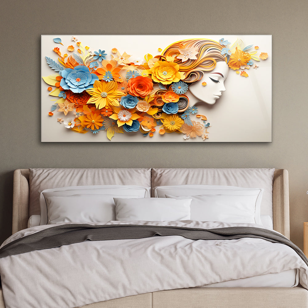 Floral Harmony: Tempered Glass Wall Art