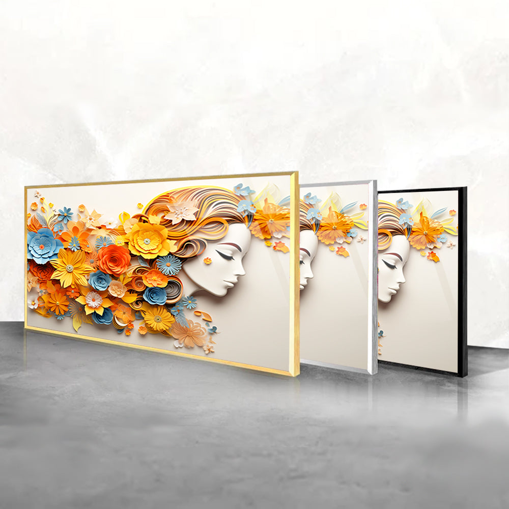 Floral Harmony: Tempered Glass Wall Art