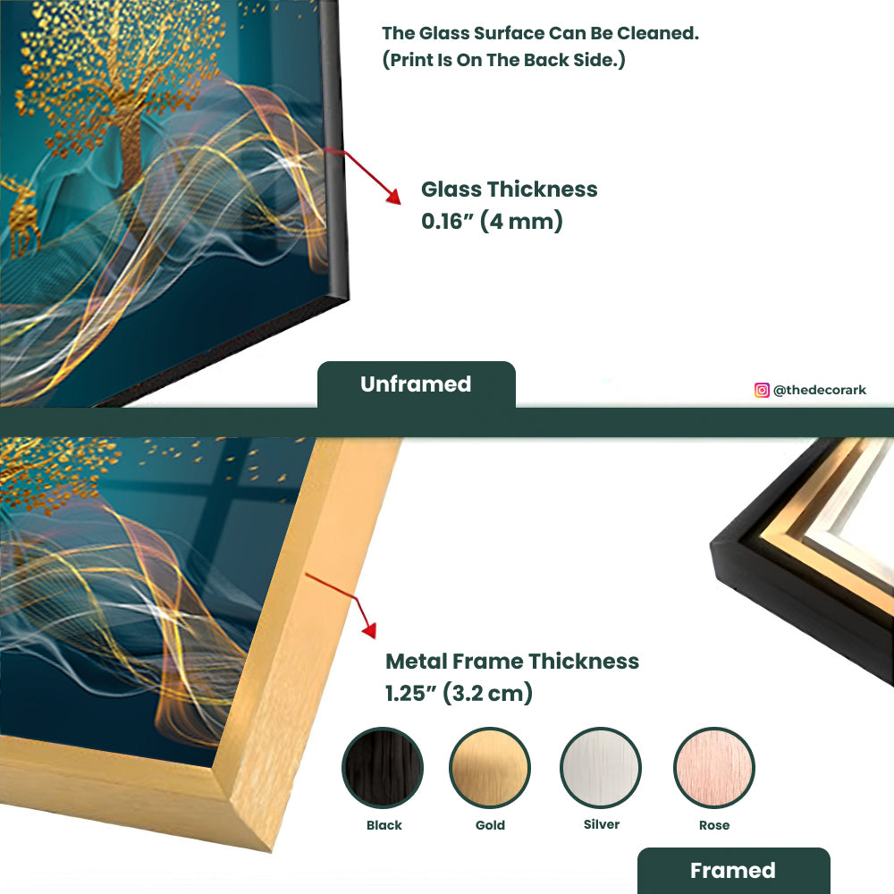 Golden Wilderness: Tempered Glass Landscape Art