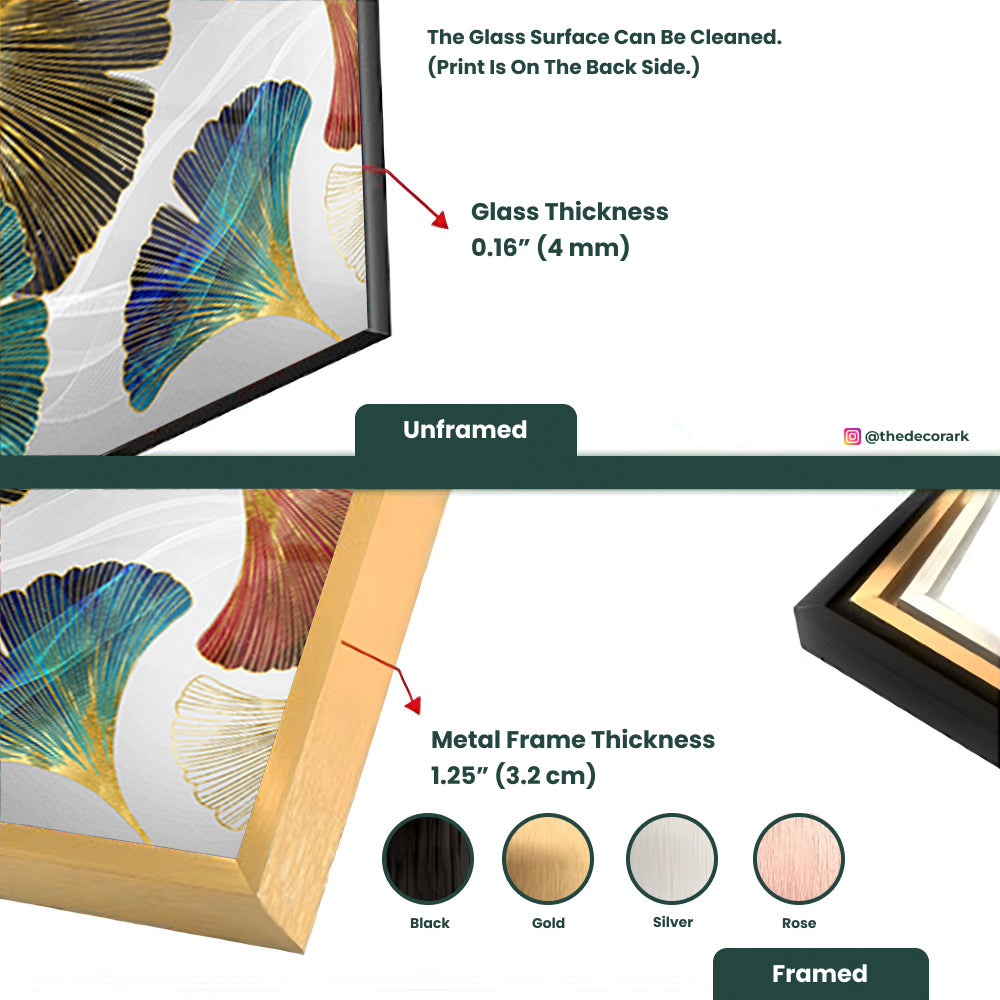 Colorful Botanical Bliss: Tempered Glass Wall Art