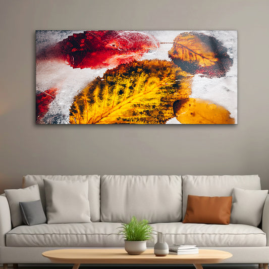 Autumnal Snowfall: Tempered Glass Landscape Art