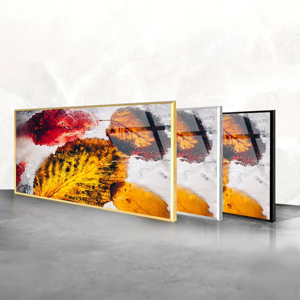 Autumnal Snowfall: Tempered Glass Landscape Art