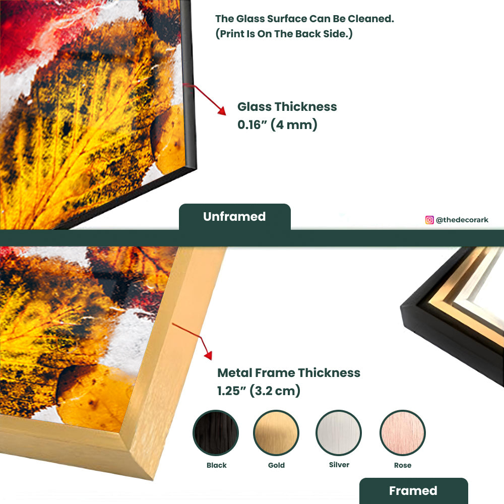 Autumnal Snowfall: Tempered Glass Landscape Art
