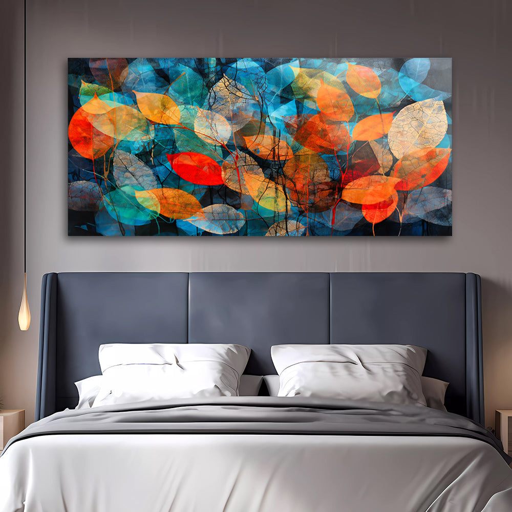 Abstract Leafy Symphony: Tempered Glass Painting