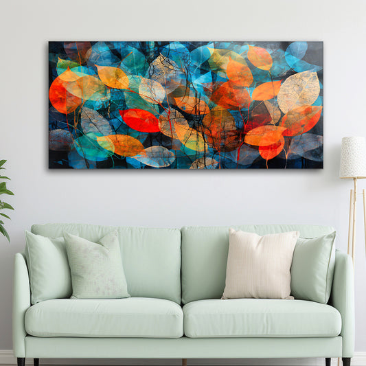 Abstract Leafy Symphony: Tempered Glass Painting