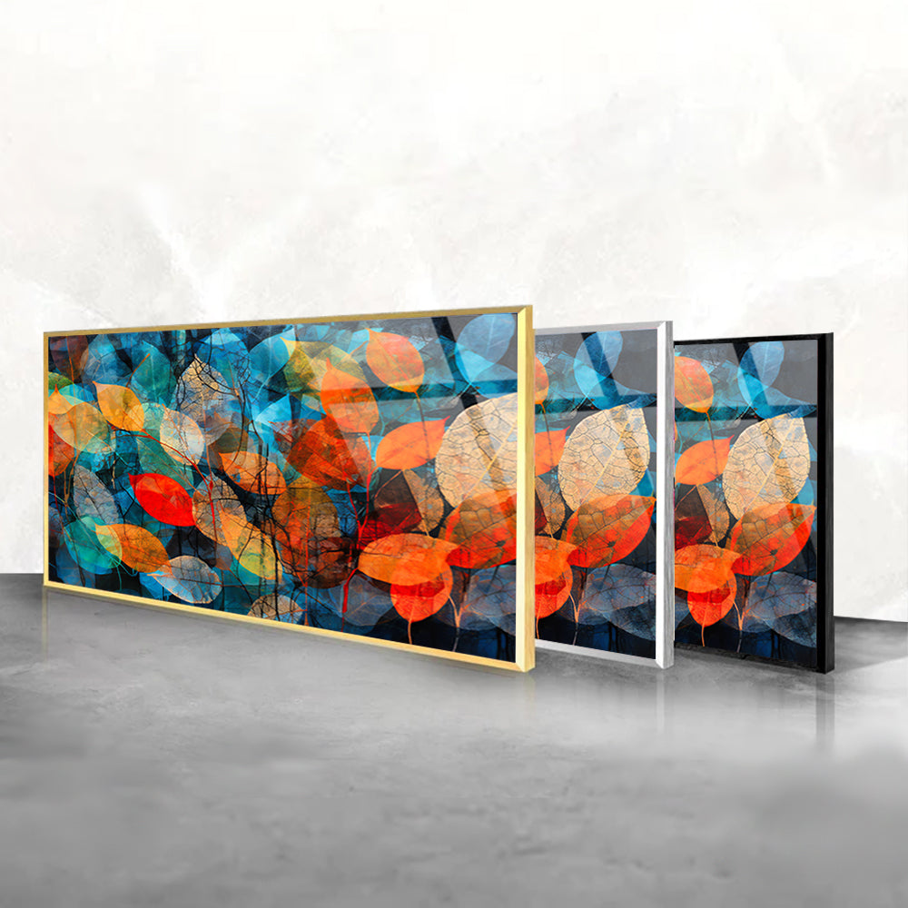 Abstract Leafy Symphony: Tempered Glass Painting