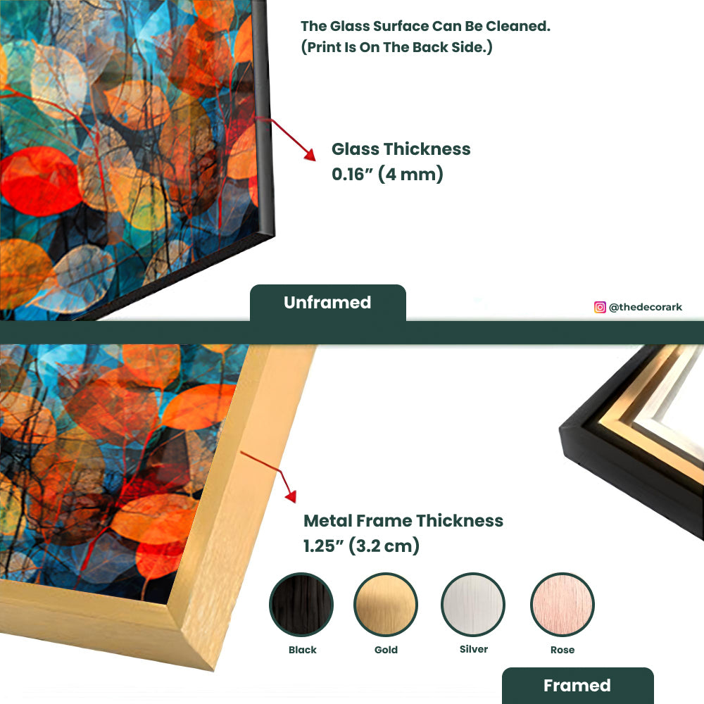 Abstract Leafy Symphony: Tempered Glass Painting