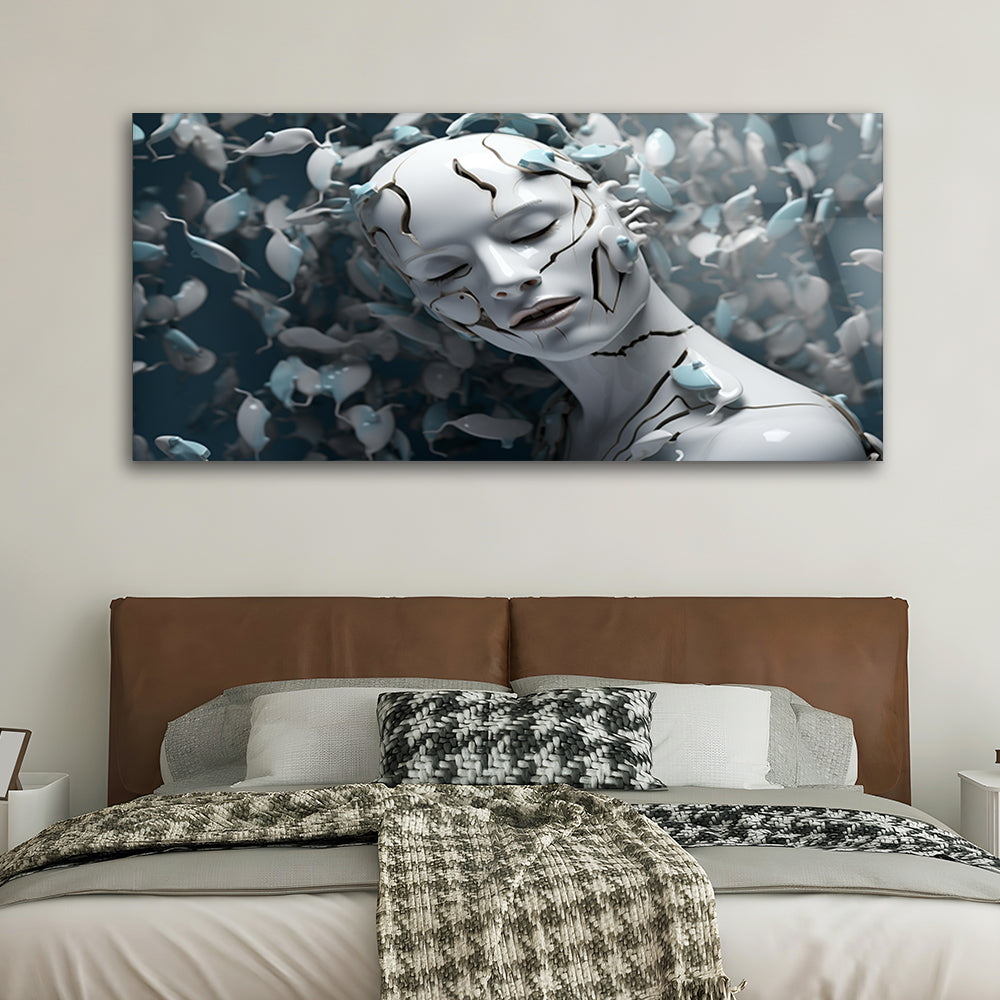 Fractured Beauty: Tempered Glass Portrait Art