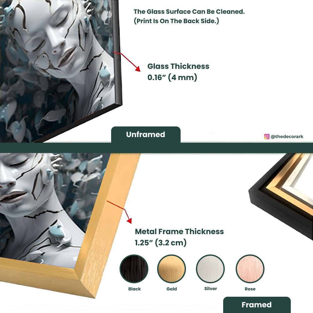 Fractured Beauty: Tempered Glass Portrait Art