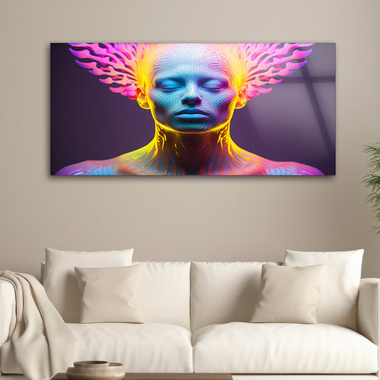 Soulful Enlightenment: Tempered Glass Portrait Art