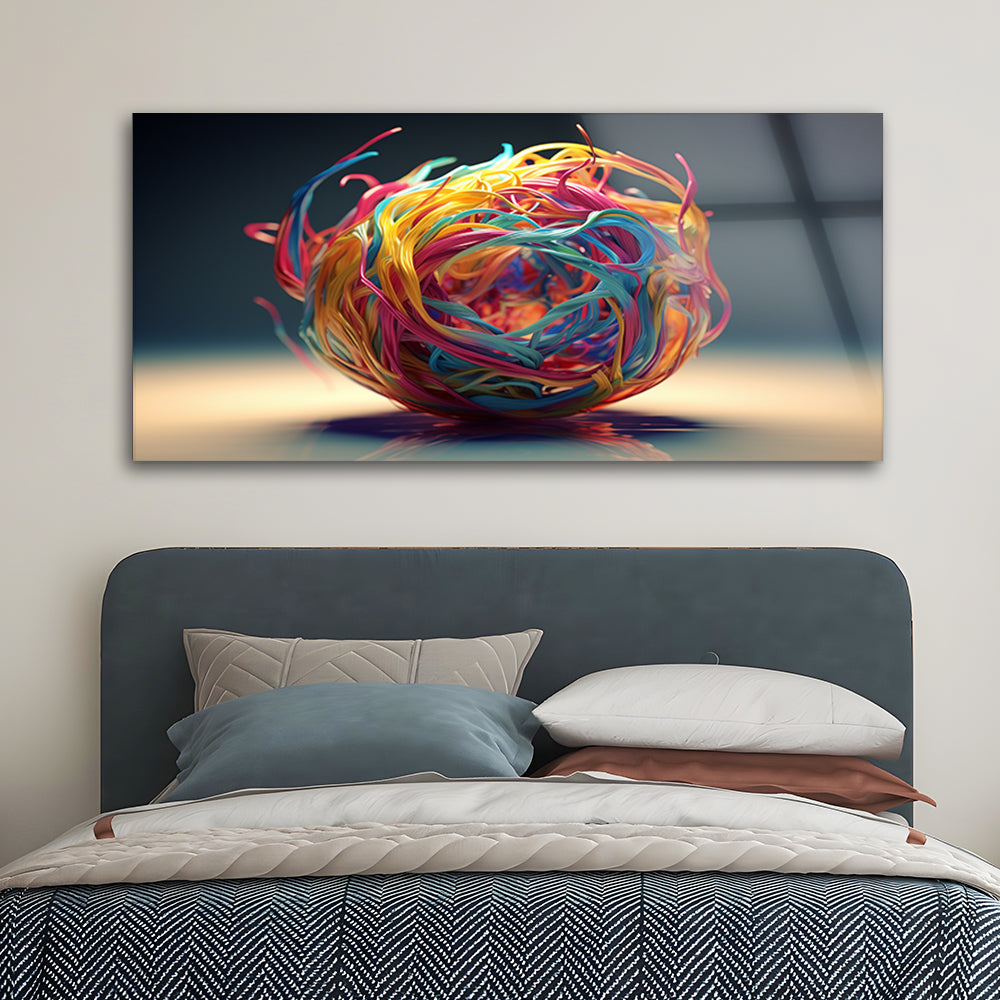 Tangled Spectrum: Tempered Glass Abstract Art