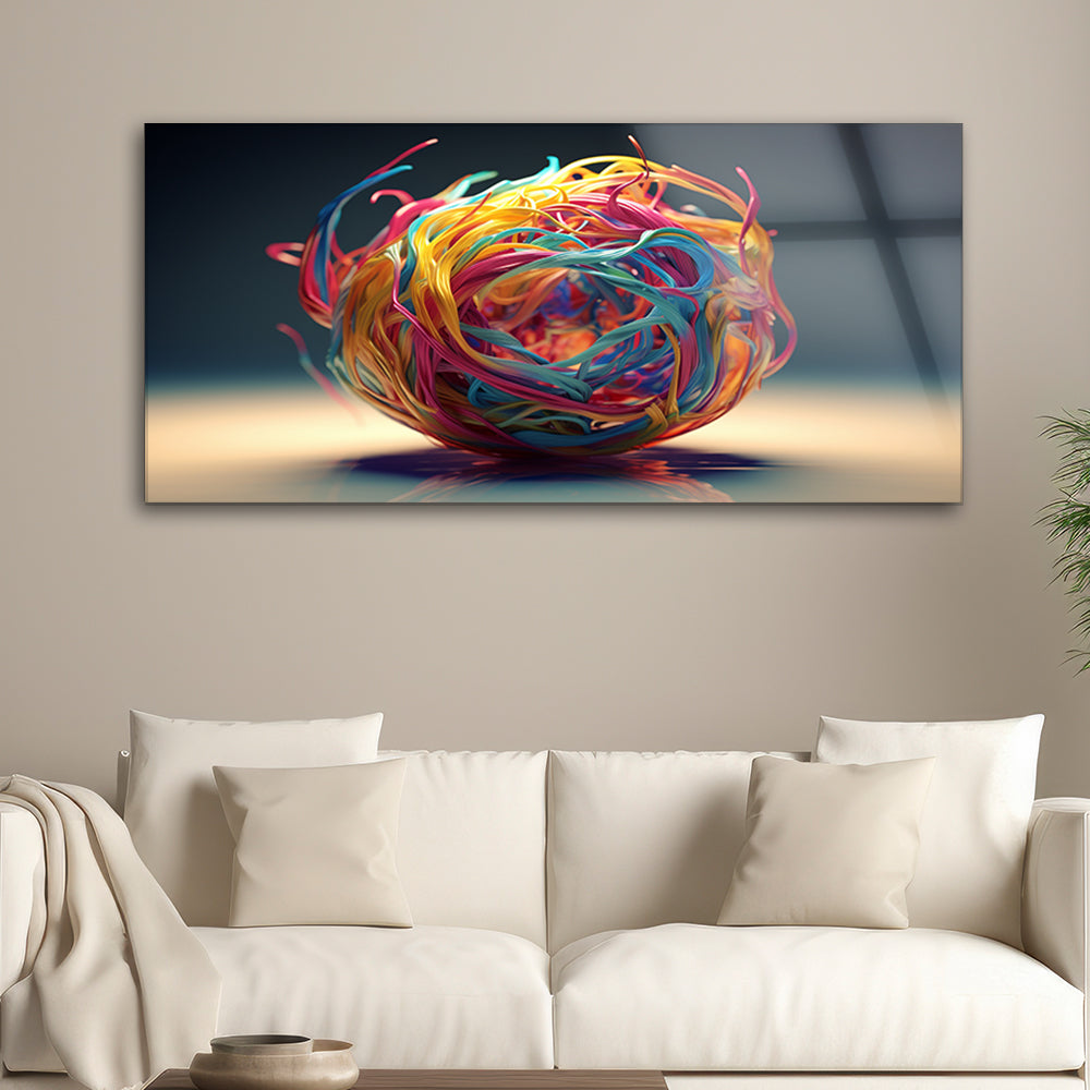 Tangled Spectrum: Tempered Glass Abstract Art