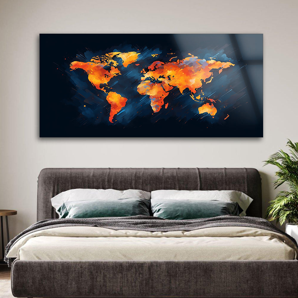 Vibrant Cartography: Tempered Glass Painting