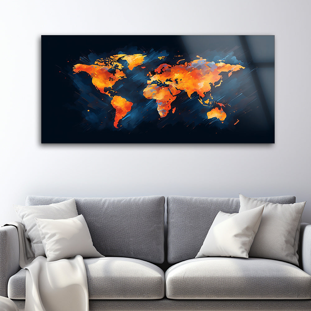 Vibrant Cartography: Tempered Glass Painting