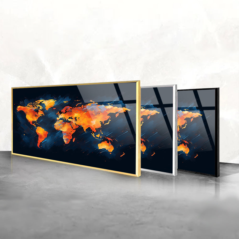 Vibrant Cartography: Tempered Glass Painting