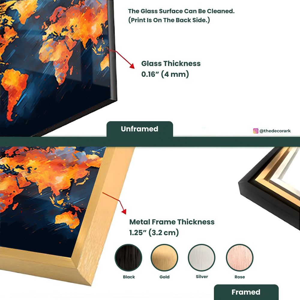 Vibrant Cartography: Tempered Glass Painting