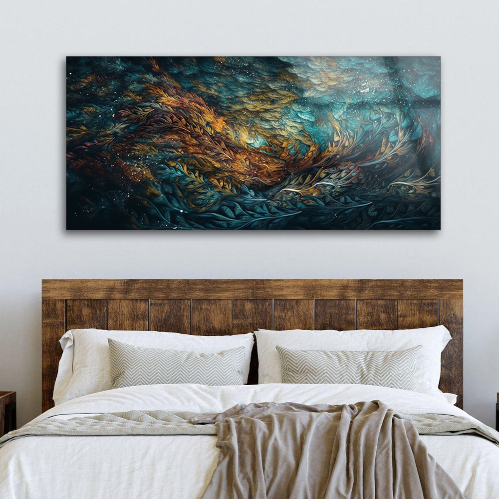 Plume Mosaic: Tempered Glass Artwork