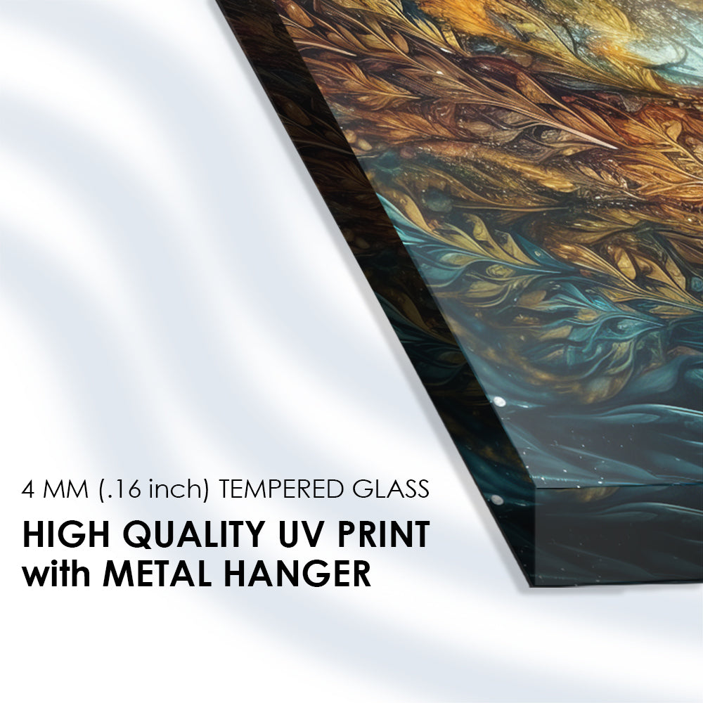 Plume Mosaic: Tempered Glass Artwork