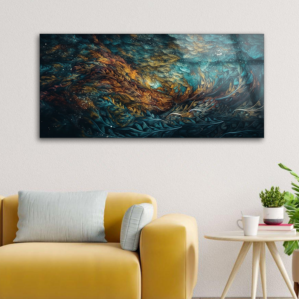 Plume Mosaic: Tempered Glass Artwork