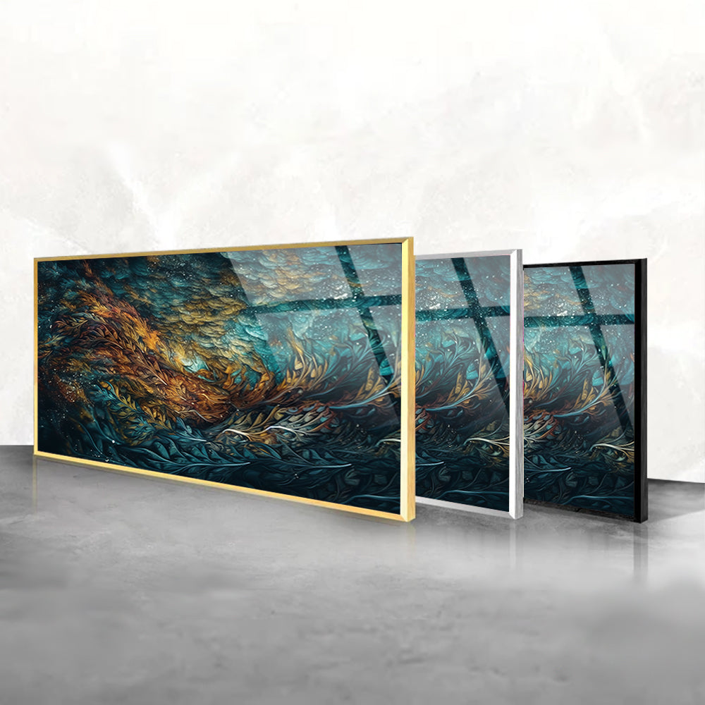 Plume Mosaic: Tempered Glass Artwork