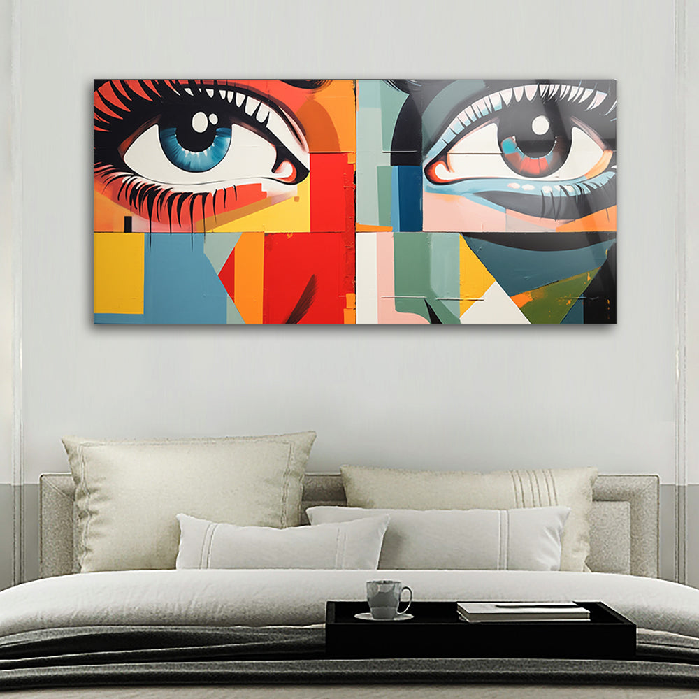 Portrait of a closeup of eyes modern art