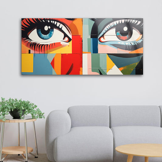 Portrait of a closeup of eyes modern art