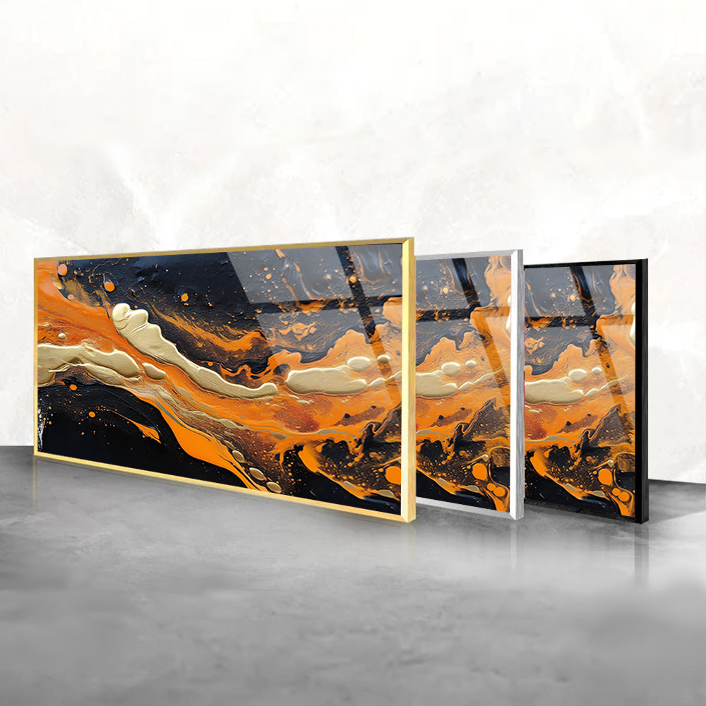 Liquid Color Burst: Tempered Glass Abstract Art
