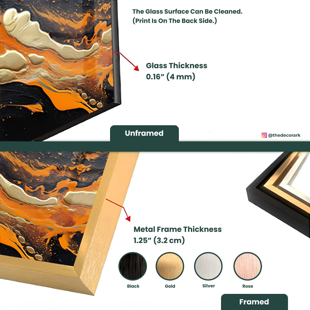 Liquid Color Burst: Tempered Glass Abstract Art