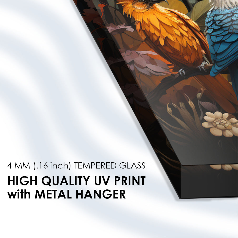Royal Avian Perch: Tempered Glass Bird Portrait
