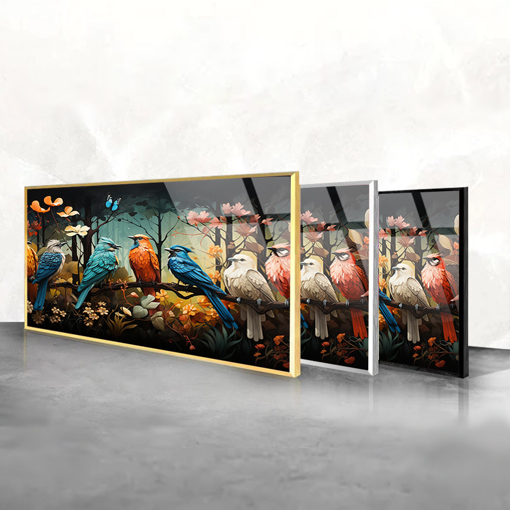 Royal Avian Perch: Tempered Glass Bird Portrait