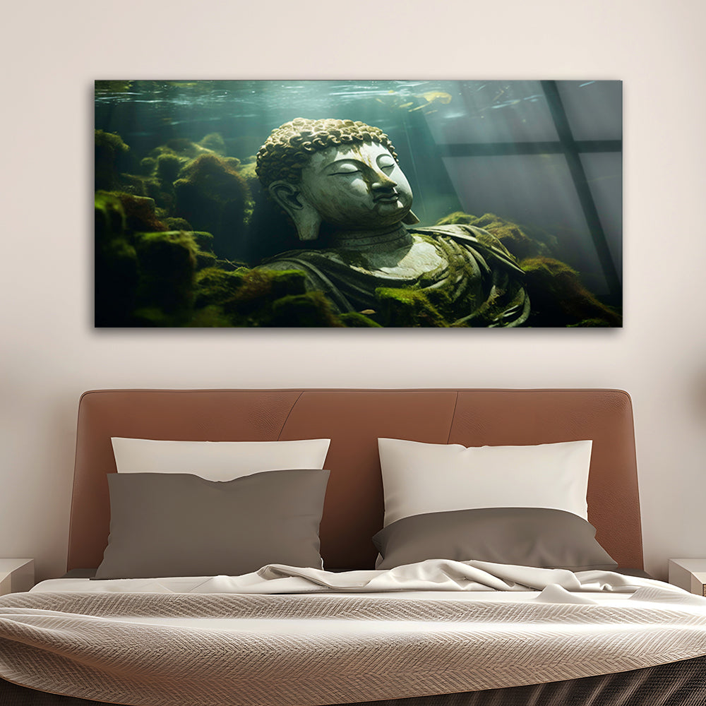 Watery Enlightenment: Tempered Glass Buddha Portrait
