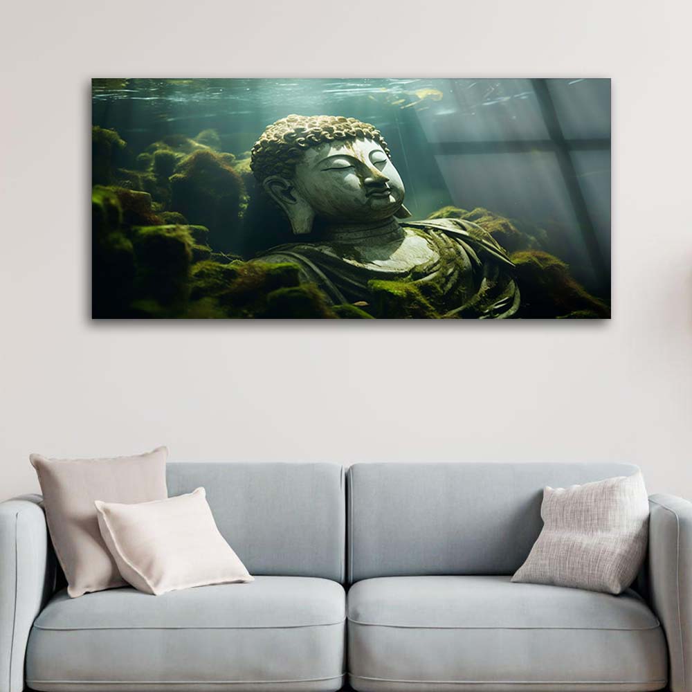 Watery Enlightenment: Tempered Glass Buddha Portrait