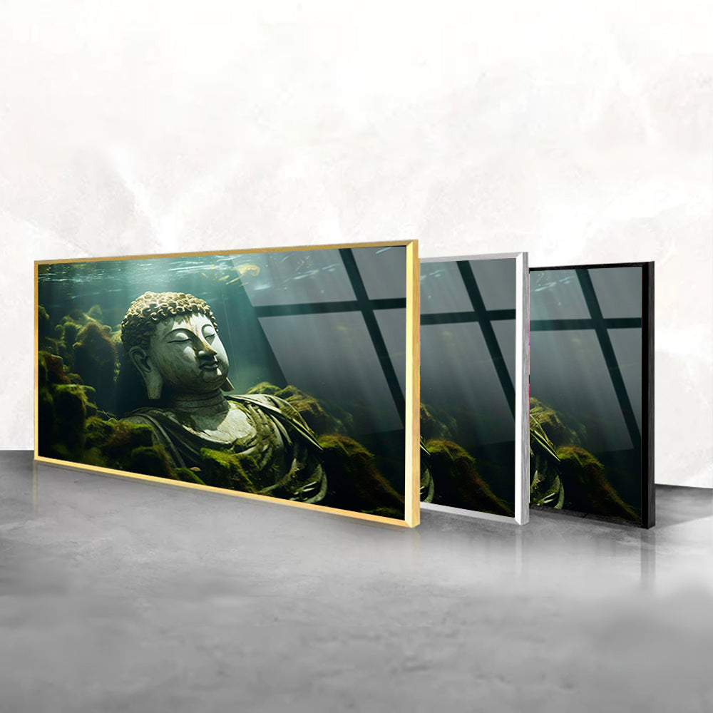 Watery Enlightenment: Tempered Glass Buddha Portrait