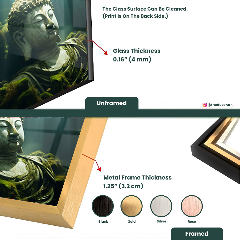 Watery Enlightenment: Tempered Glass Buddha Portrait