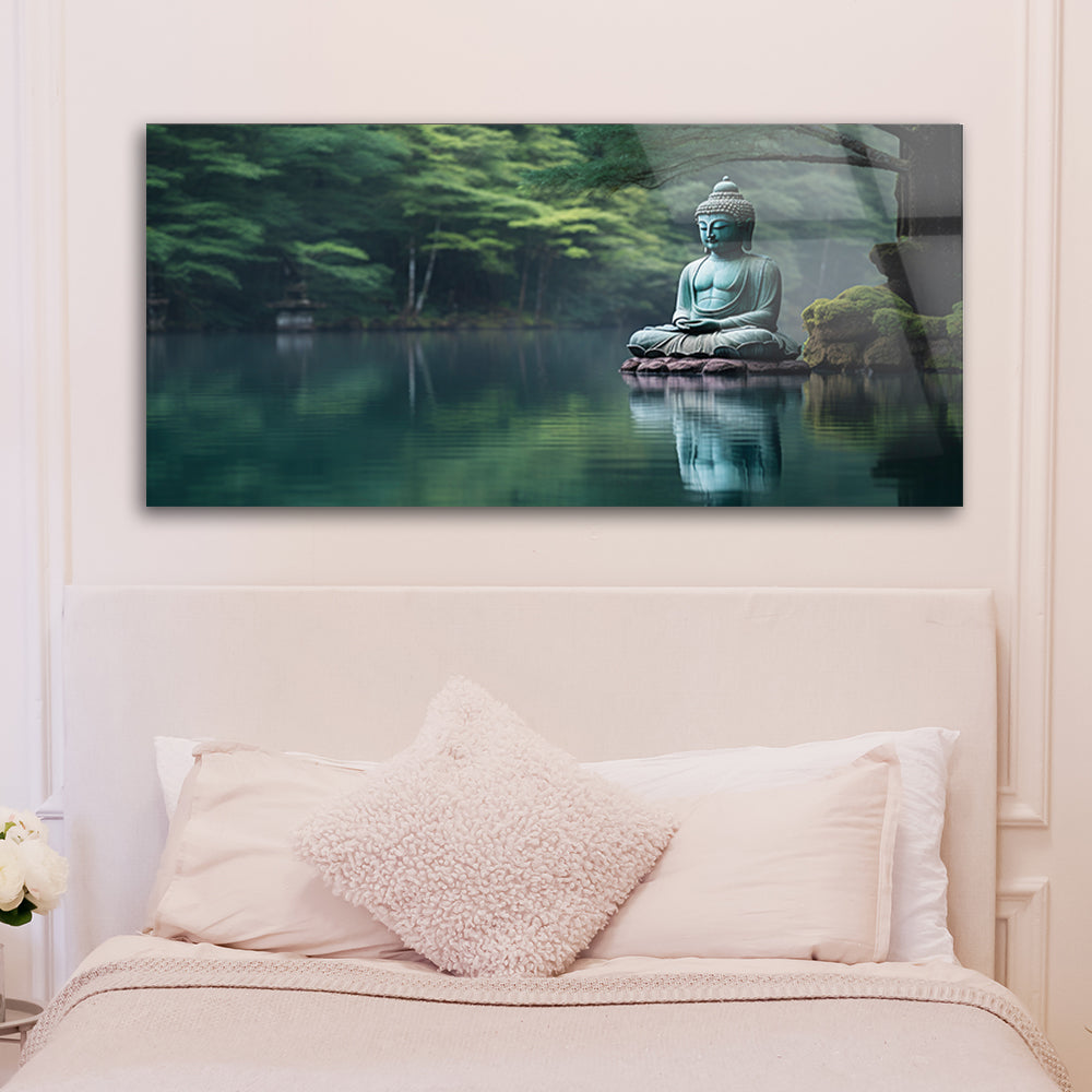 Natural Buddha Serenity: Tempered Glass Buddha Art