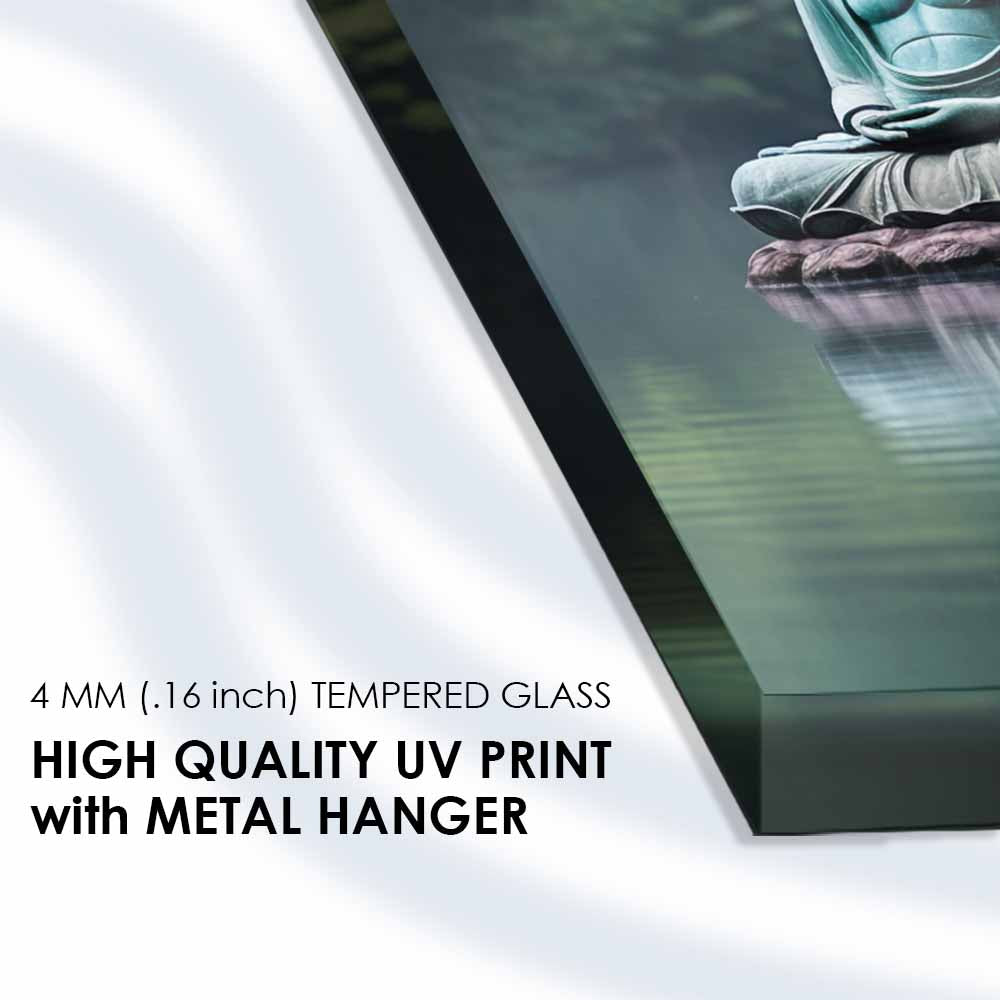 Natural Buddha Serenity: Tempered Glass Buddha Art