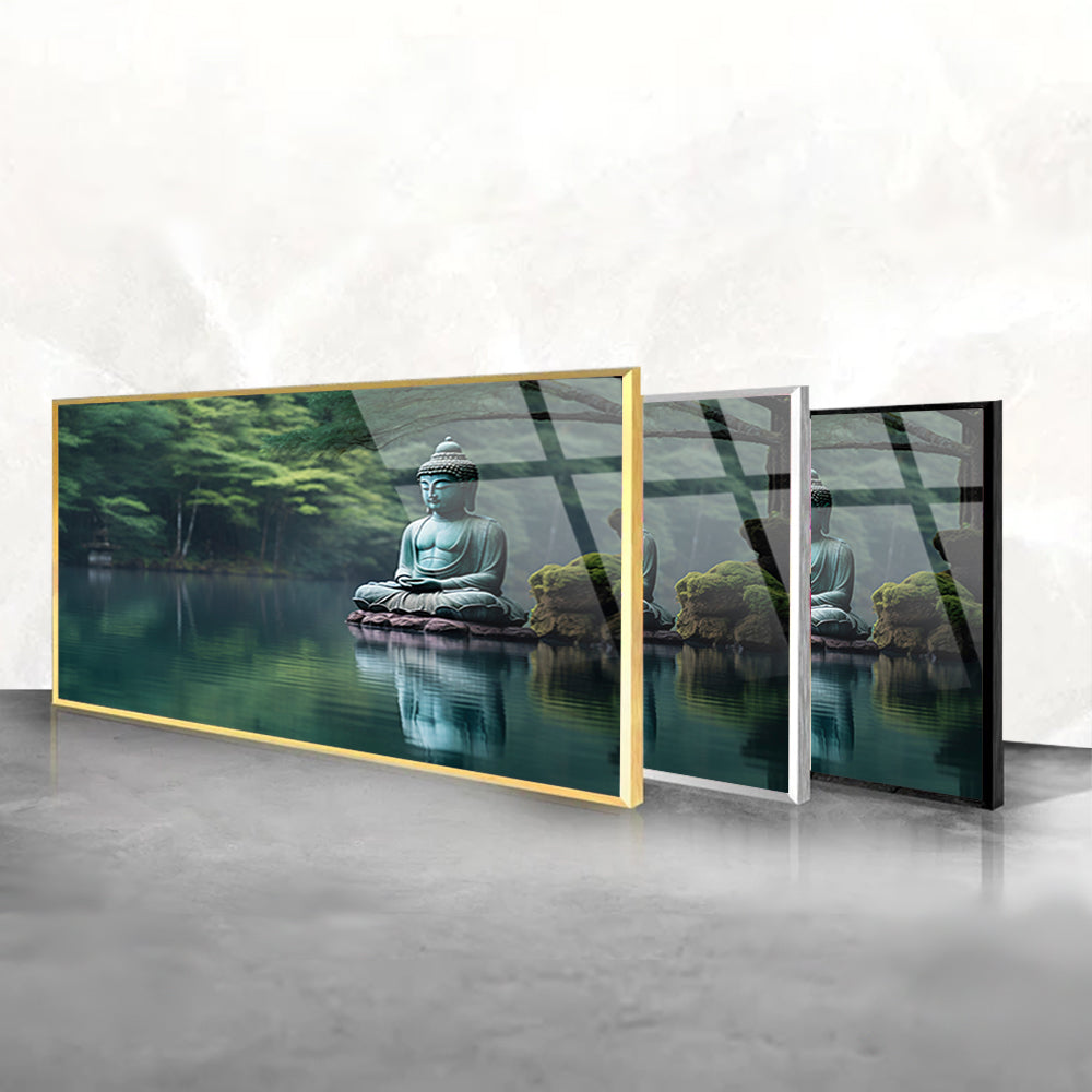 Natural Buddha Serenity: Tempered Glass Buddha Art