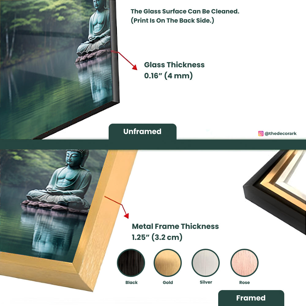 Natural Buddha Serenity: Tempered Glass Buddha Art