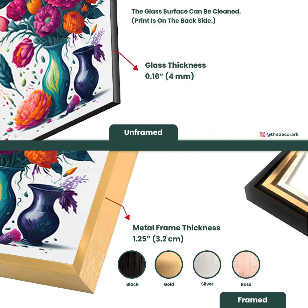 Watercolor Blossom: Colorful Watercolor Bouquet on Glass Wall Art