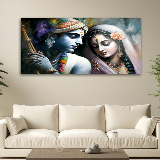 Divine Love: Tempered Glass Radha and Krishna Art
