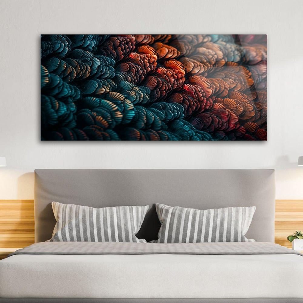 Feathered Vibrance: Tempered Glass Feather Art