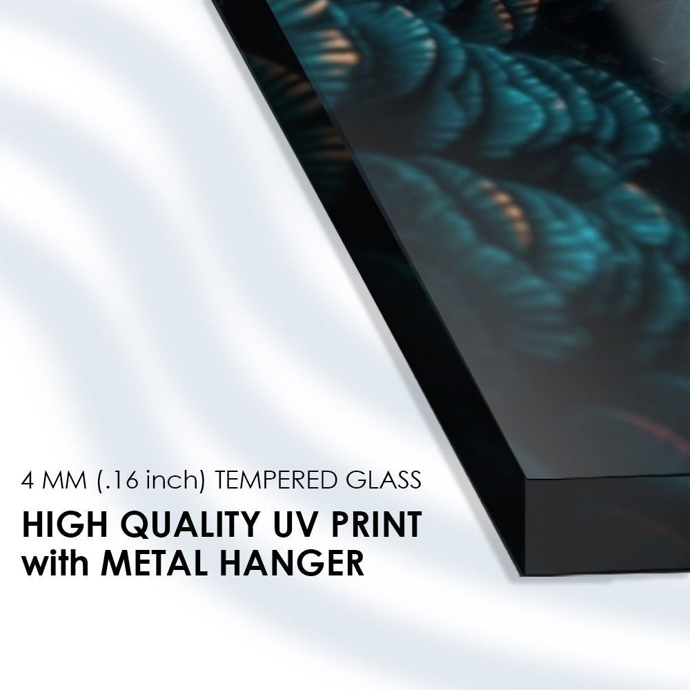 Feathered Vibrance: Tempered Glass Feather Art