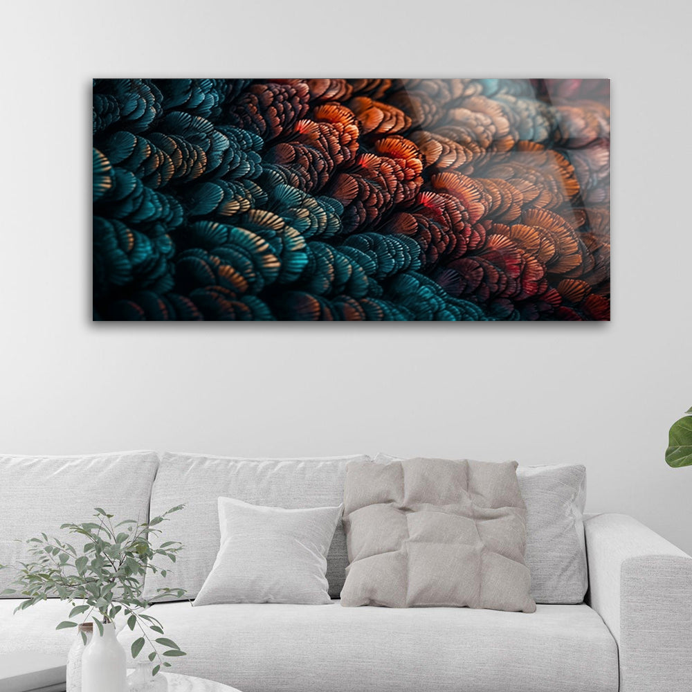 Feathered Vibrance: Tempered Glass Feather Art