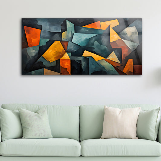 Geometric Patterns: Tempered Glass Abstract Oil Painting