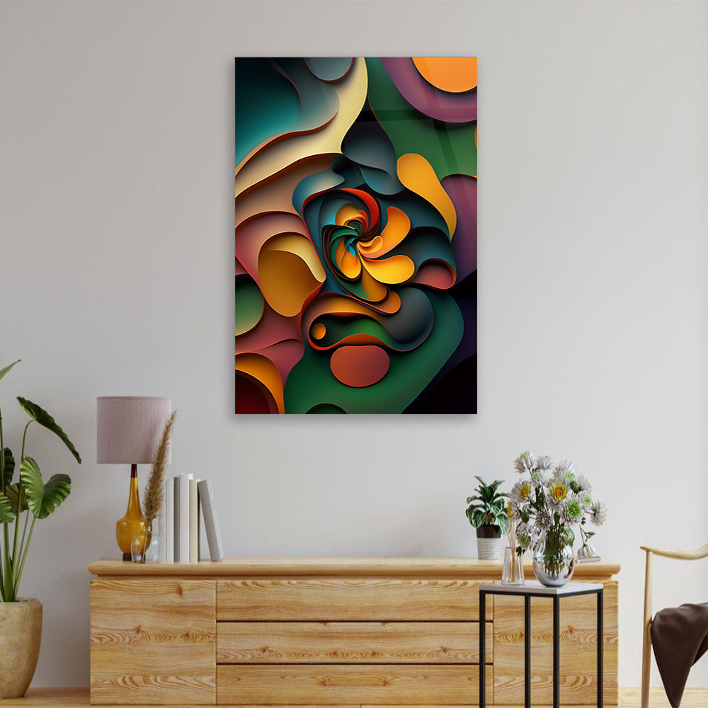 Swirling Hues: Multicolored Swirls in Abstract Glass Art