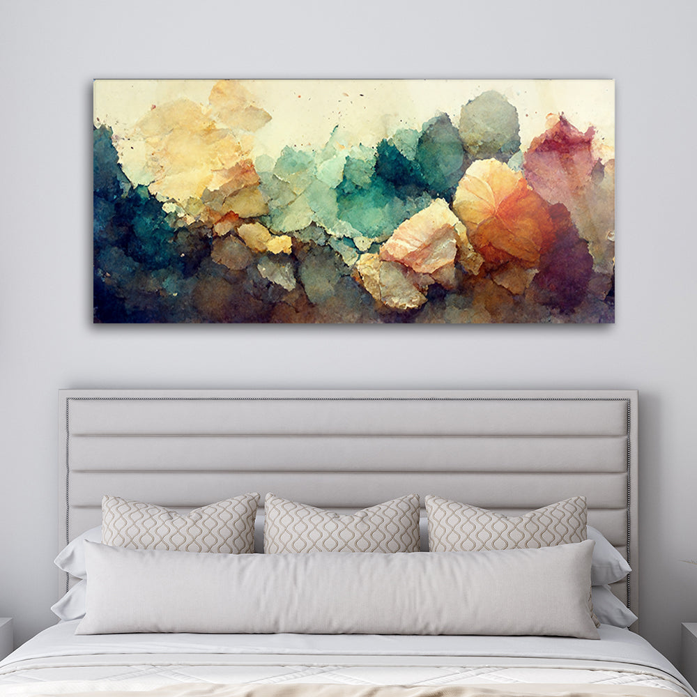 Rainbow Watercolor Stains: Tempered Glass Abstract Art