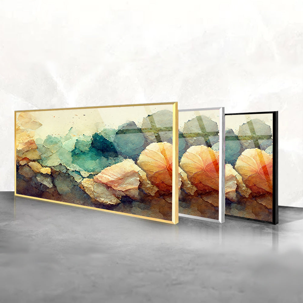 Rainbow Watercolor Stains: Tempered Glass Abstract Art