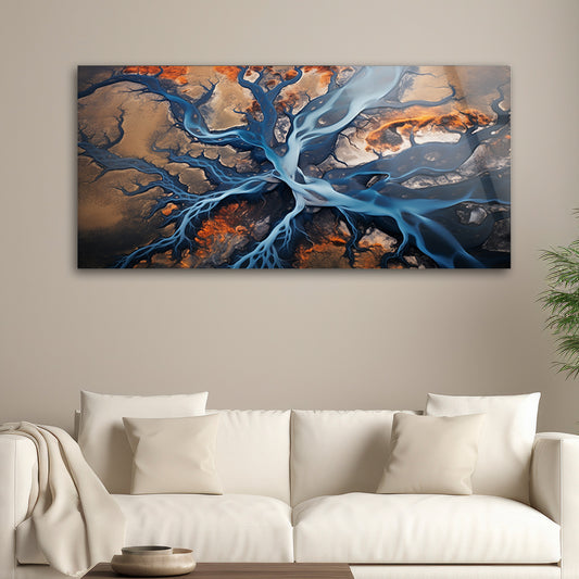 Geometric Earth: Tempered Glass Abstract Art